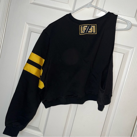 LF Black Yellow Sleeveless Oversized Cropped Sweatshirt Small - Picture 8 of 12